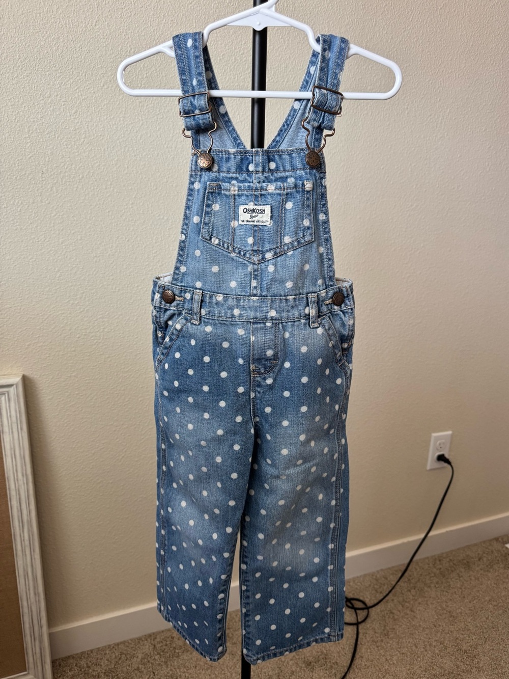 OshKosh B'gosh Polka Dot Denim Overalls